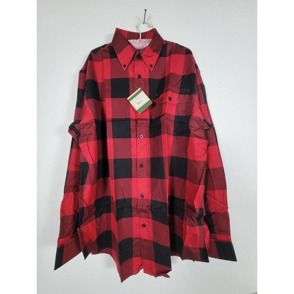 Boyt Harness Mens Plaid Long Sleeve Button Down Field Shirt Red Black Cotton XL